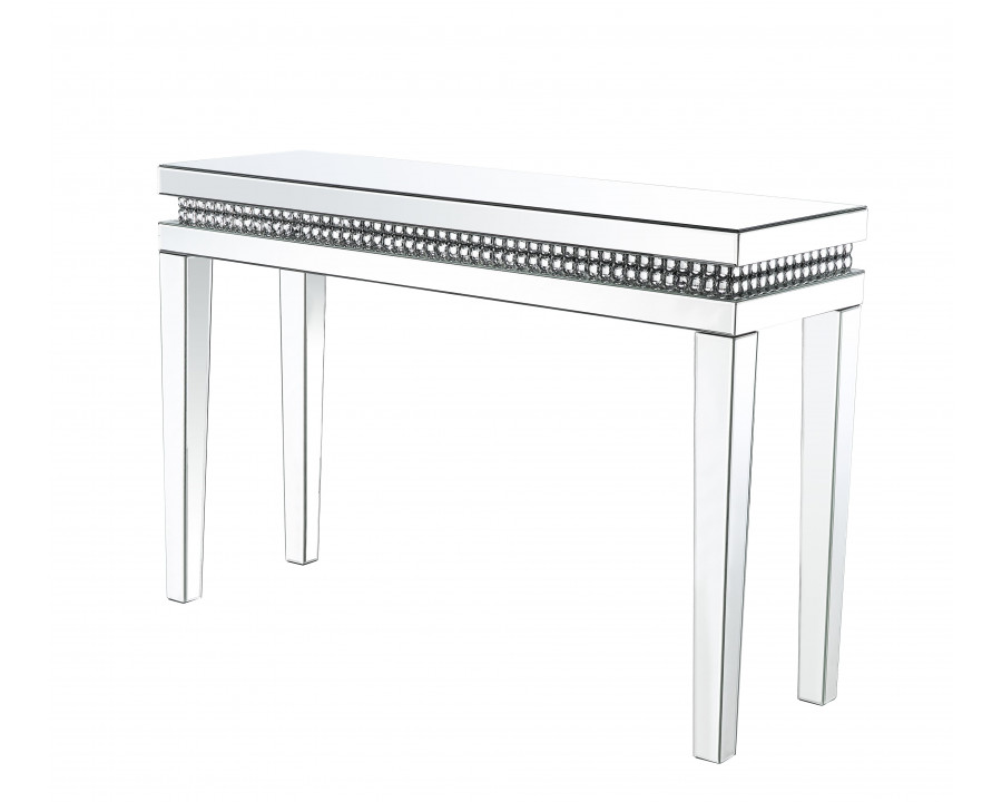 ACME - Lotus Sofa Table in Mirrored/Faux Ice Cube Crystals