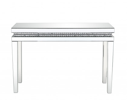 ACME - Lotus Sofa Table in Mirrored/Faux Ice Cube Crystals