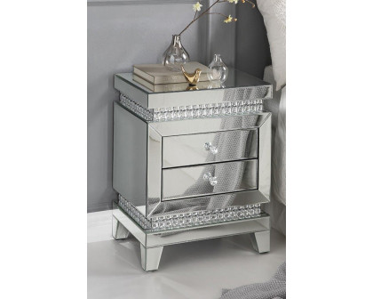 ACME - Lotus Accent Table in Mirrored/Faux Ice Cube Crystals