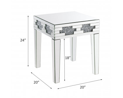 ACME - Noralie End Table in Mirrored/Faux Diamonds (88057)