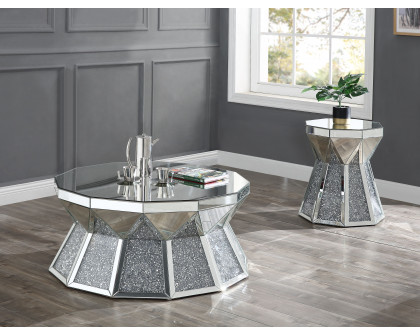 ACME - Noralie Coffee Table in Mirrored/Faux Diamonds (88060)