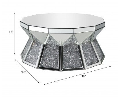 ACME - Noralie Coffee Table in Mirrored/Faux Diamonds (88060)