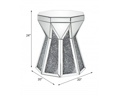 ACME - Noralie End Table in Mirrored/Faux Diamonds (88062)