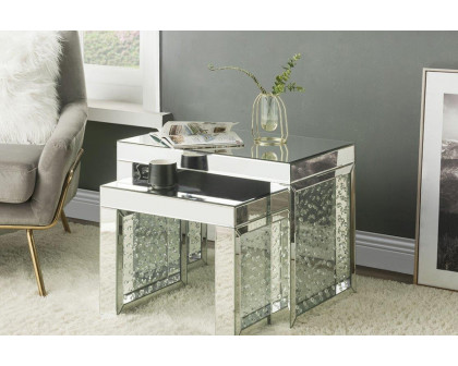 ACME - Nysa Accent Table in Mirrored/Faux Crystals Inlay (88065)