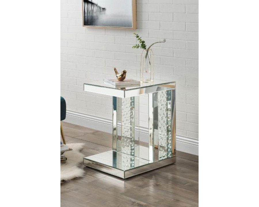 ACME - Nysa Accent Table in Mirrored/Faux Crystals Inlay (88067)