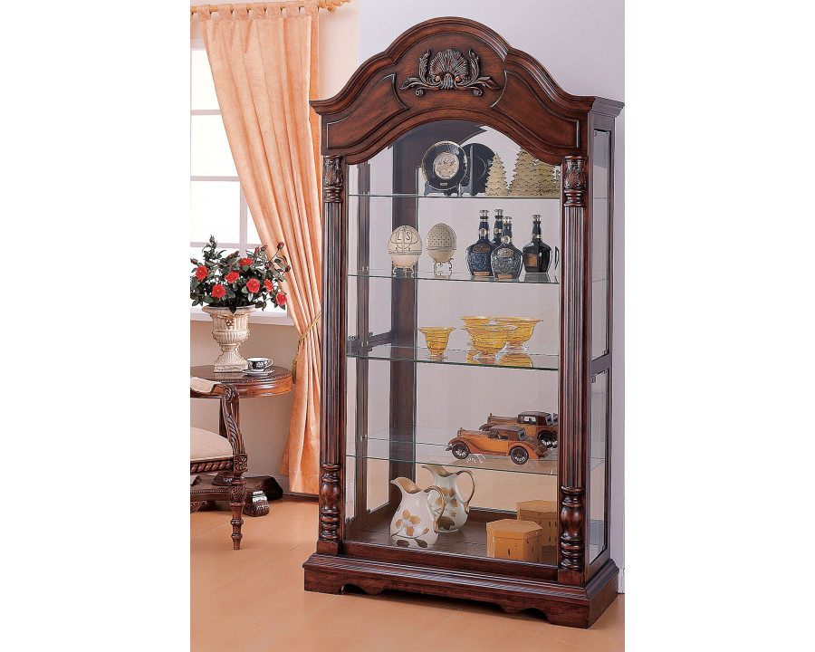 ACME - Denton Curio Cabinet in Cherry