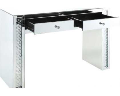 ACME - Nysa Vanity Desk in Mirrored/Faux Crystals (90157)