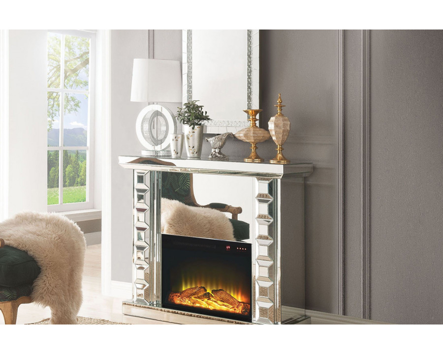 ACME - Dominic Fireplace in Mirrored