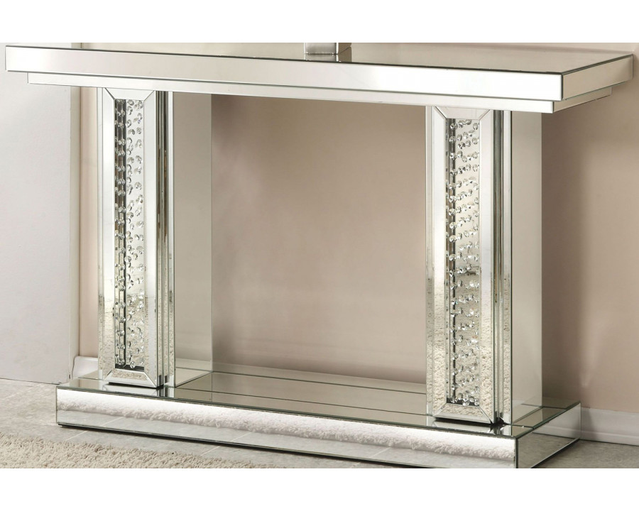 ACME - Nysa Console Table in Mirrored/Faux Crystals (90230)