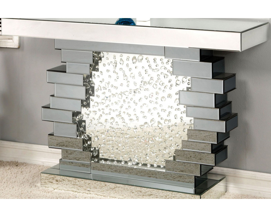 ACME - Nysa Console Table in Mirrored/Faux Crystals (90232)