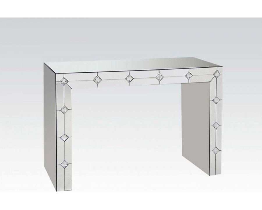 ACME - Hessa Console Table in Mirrored/Faux Rhinestone