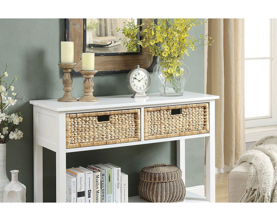 ACME Flavius Console Table - White, 2 Drawer