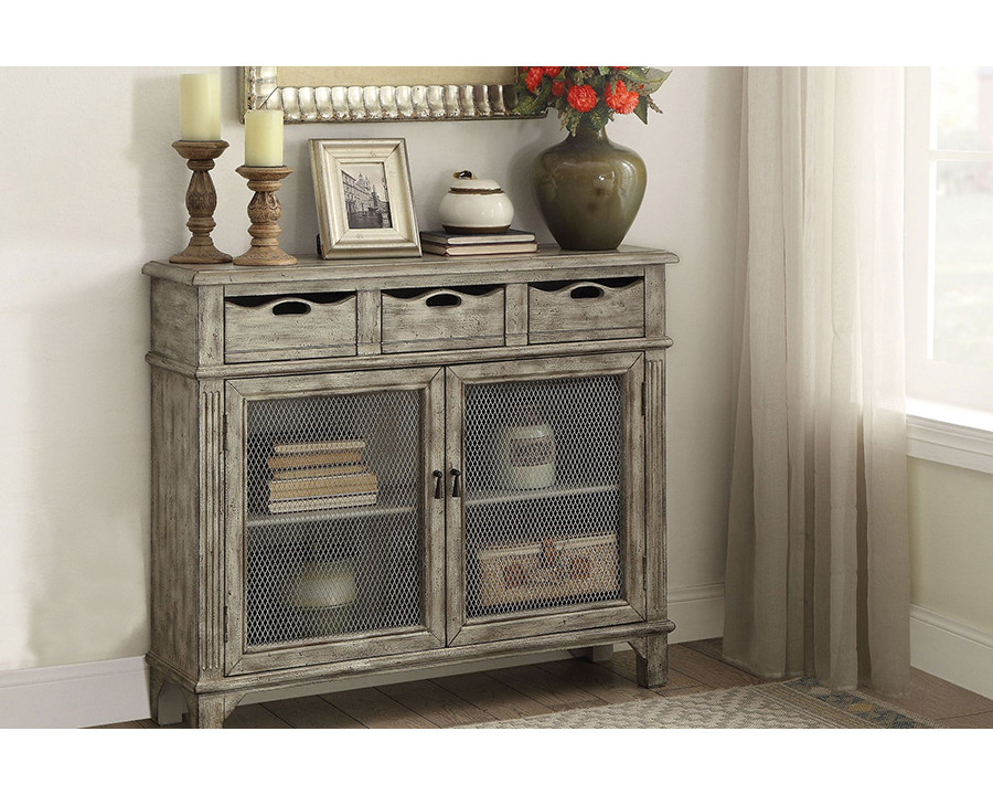 ACME - Vernon Console Cabinet in Weathered Gray