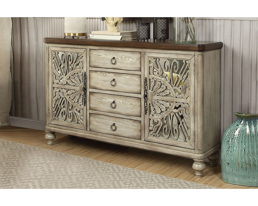 ACME - Vermont Console Cabinet in Antique White