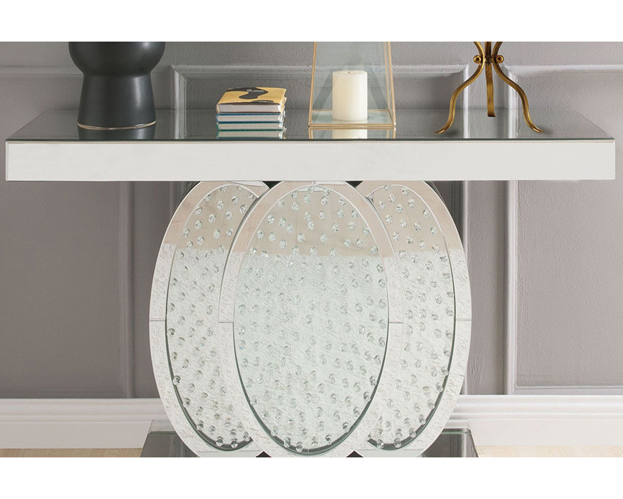 ACME - Nysa Console Table in Mirrored/Faux Crystals (90320)