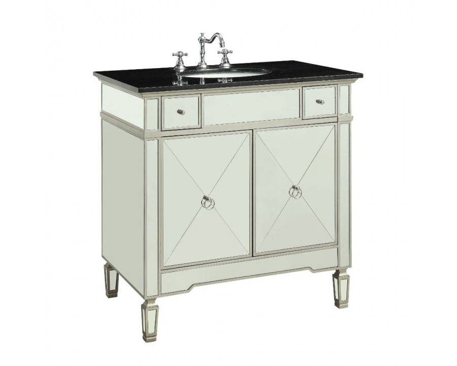 ACME Atrian Sink Cabinet - Black Marble/Mirrrored