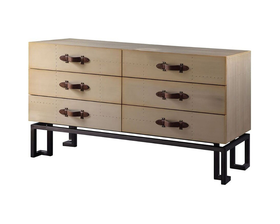 ACME - Jennavieve Console Cabinet in Gold Aluminum