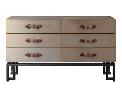 ACME - Jennavieve Console Cabinet in Gold Aluminum