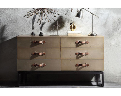 ACME - Jennavieve Console Cabinet in Gold Aluminum