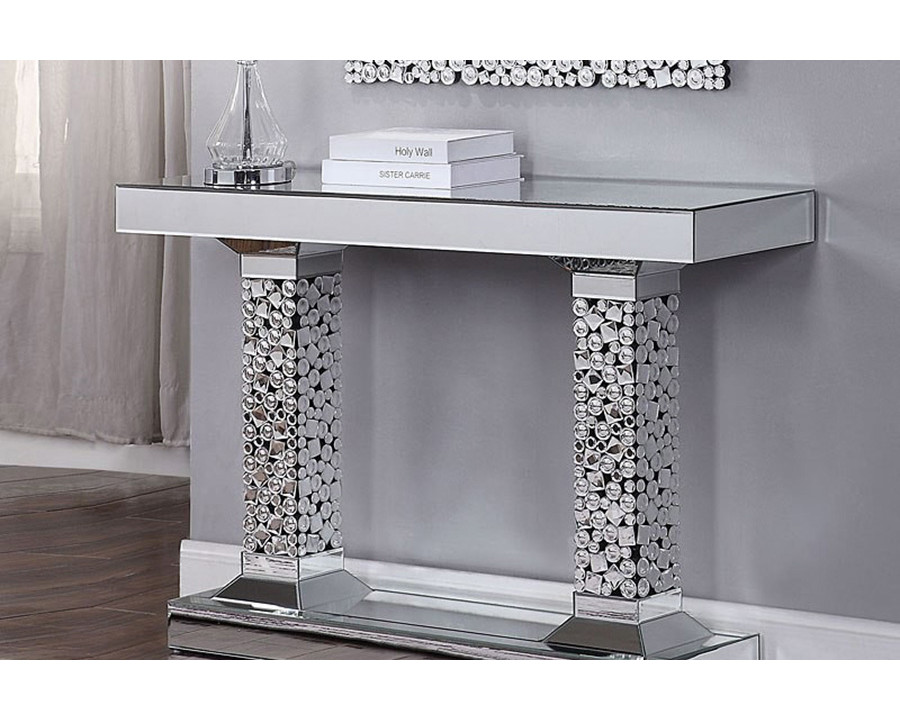 ACME - Kachina Console Table in Mirrored/Faux Gems (90446)