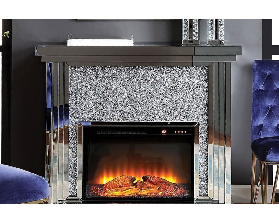 ACME - Noralie Fireplace in Mirrored/Faux Diamonds (90455)