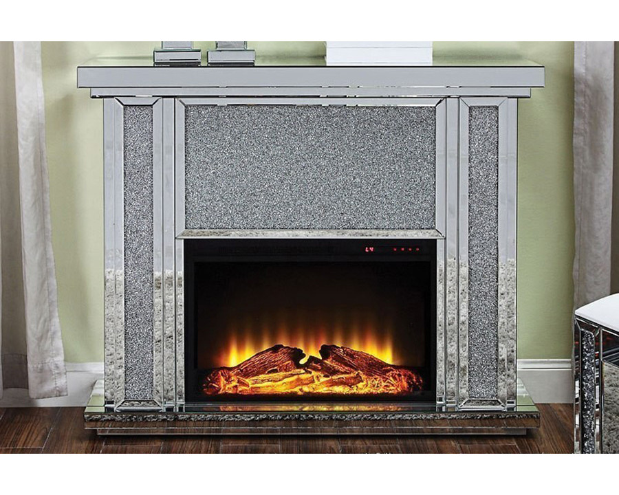 ACME - Noralie Fireplace in Mirrored/Faux Diamonds (90457)