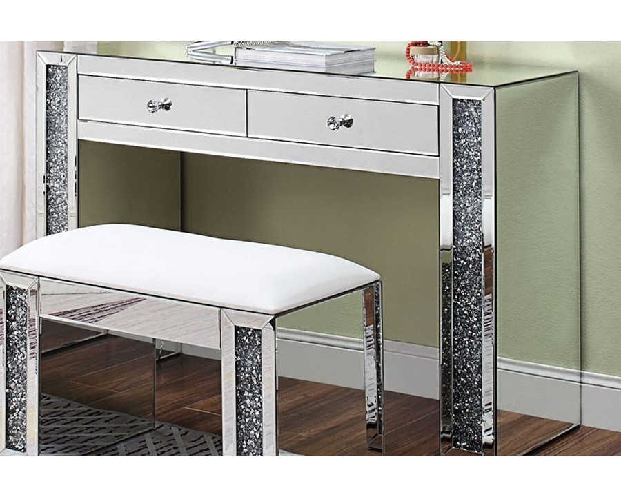 ACME - Noralie Vanity Desk in Mirrored/Faux Diamonds (90465)