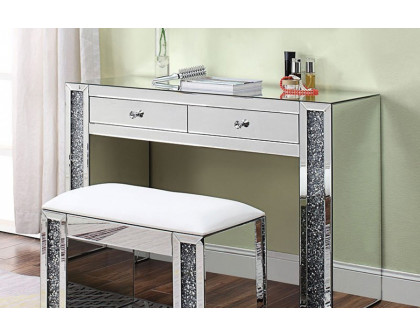 ACME - Noralie Vanity Desk in Mirrored/Faux Diamonds (90465)