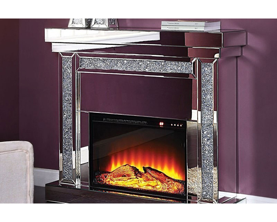 ACME - Noralie Fireplace in Mirrored/Faux Diamonds (90470)