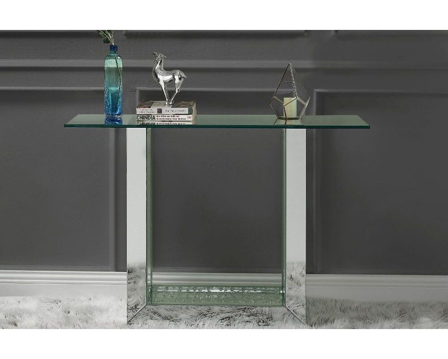 ACME - Nysa Console Table in Mirrored/Faux Crystals (90495)