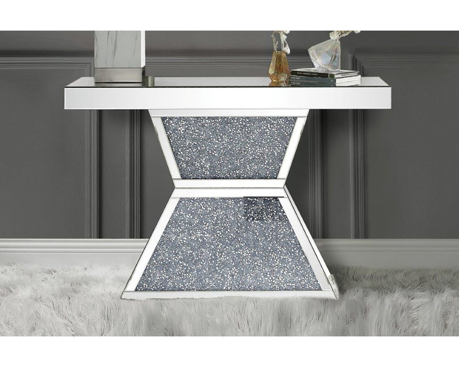 ACME - Noralie Console Table in Mirrored/Faux Diamonds (90497)