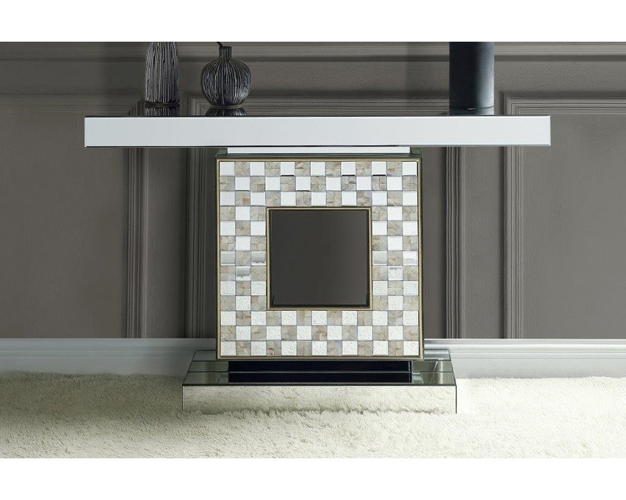 ACME - Nasa Console Table in Mirrored/Mother of Pearl (90500)