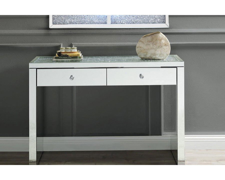 ACME - Noralie Console Table in Mirrored/Faux Diamonds (90507)