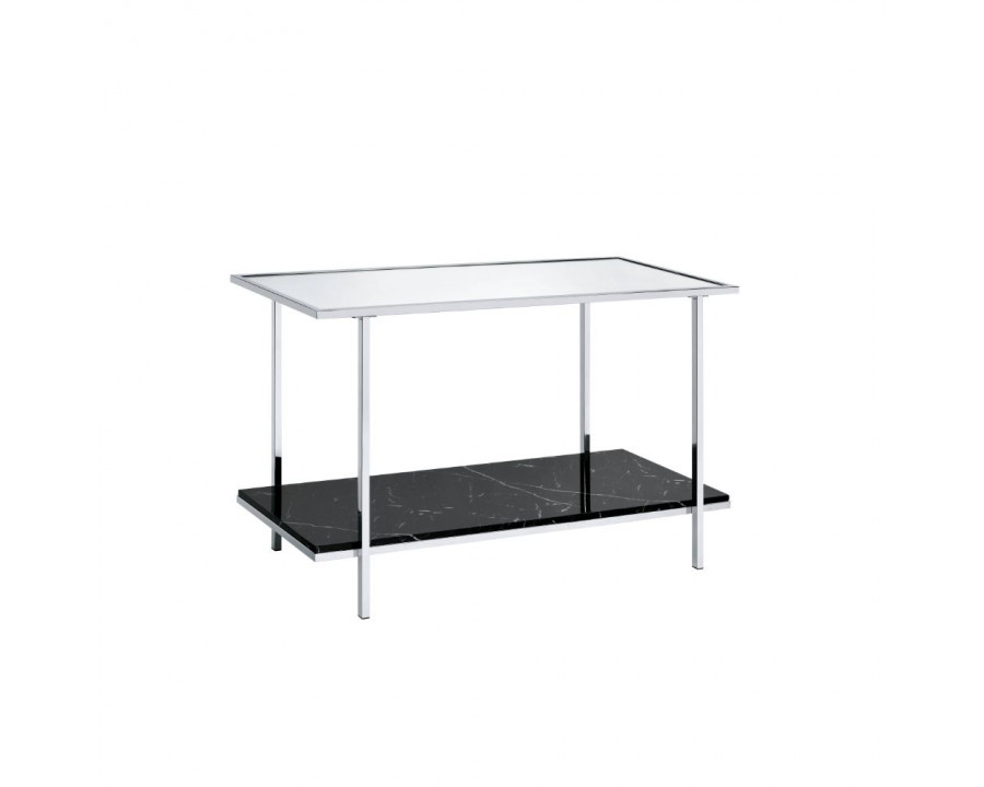 ACME - Angwin Console Table in Faux Marble Top/Chrome