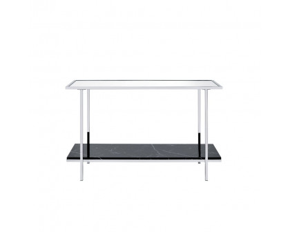 ACME - Angwin Console Table in Faux Marble Top/Chrome