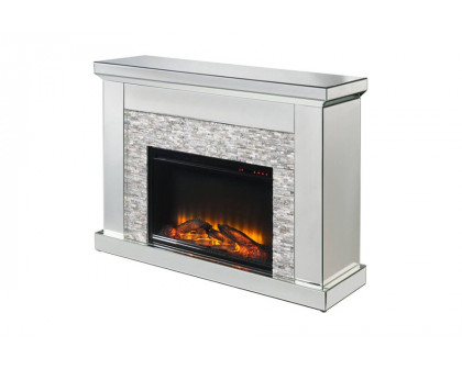 ACME - Laksha Fireplace in Mirrored/Stone