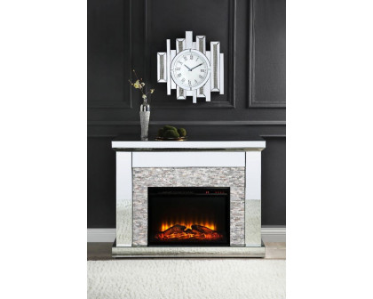 ACME - Laksha Fireplace in Mirrored/Stone