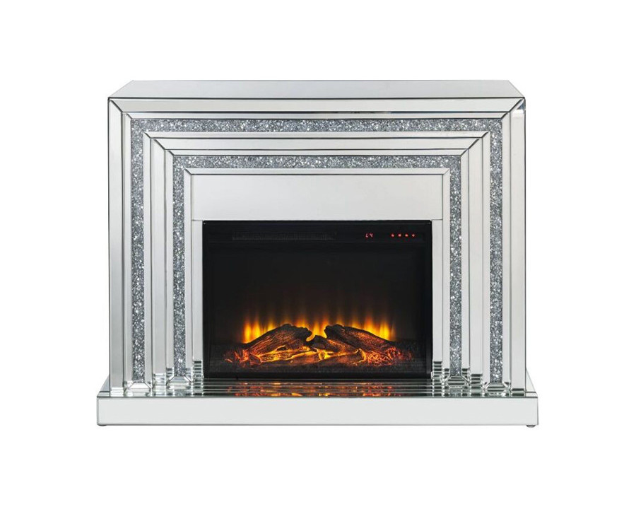 ACME - Noralie Fireplace in Mirrored/Faux Diamonds (90523)