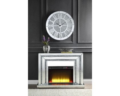 ACME - Noralie Fireplace in Mirrored/Faux Diamonds (90523)