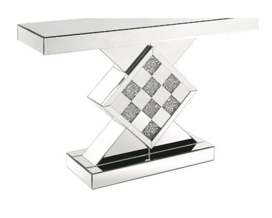 ACME - Noralie Console Table in Mirrored/Faux Diamonds (90622)