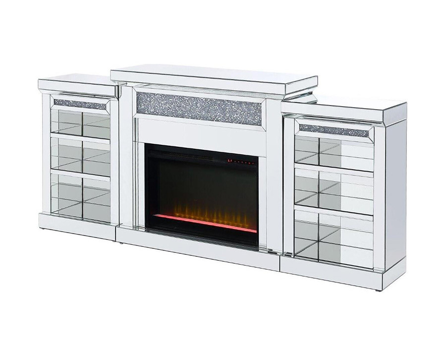 ACME - Noralie Fireplace in Mirrored/Faux Diamonds (90655)