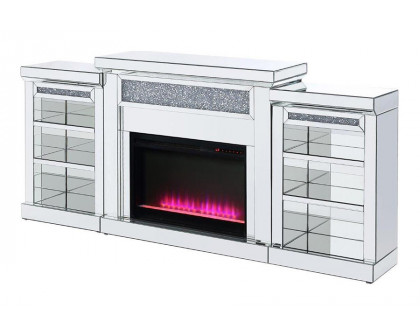 ACME - Noralie Fireplace in Mirrored/Faux Diamonds (90655)