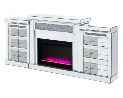 ACME - Noralie Fireplace in Mirrored/Faux Diamonds (90655)