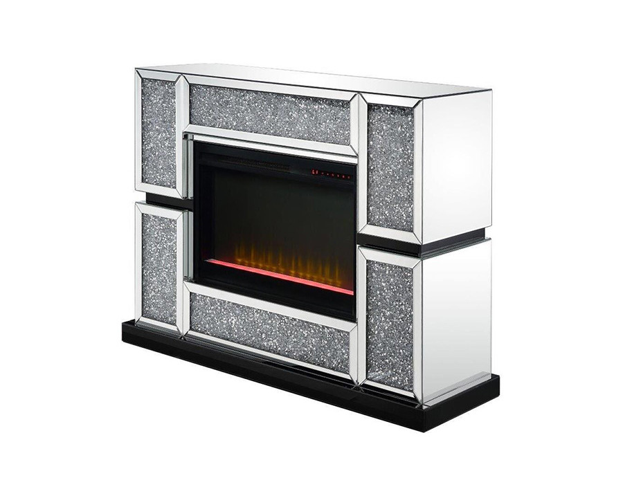 ACME - Noralie Fireplace in Mirrored/Faux Diamonds (90660)