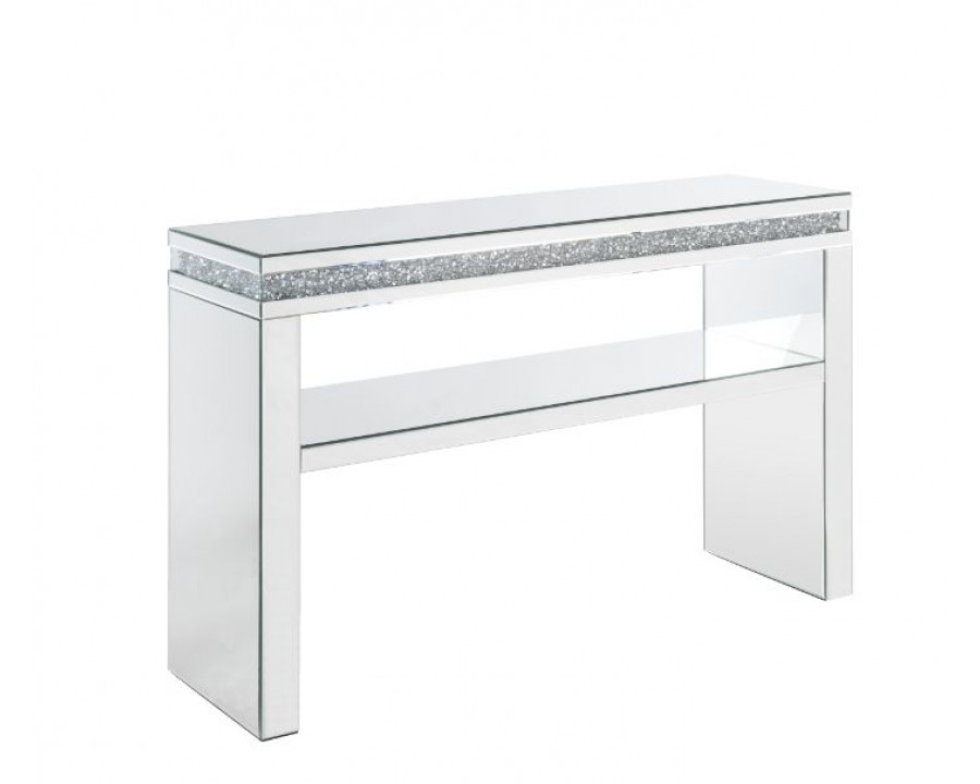 ACME - Noralie Sofa Table in Mirrored/Faux Diamonds (90675)