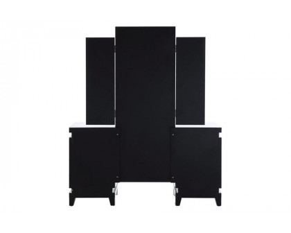 ACME - Lotus Vanity Desk in Mirrored/Faux Crystals