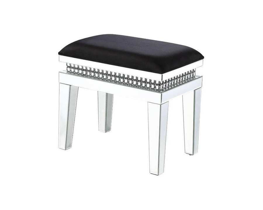 ACME - Lotus Vanity Stool in Mirrored/Faux Crystals