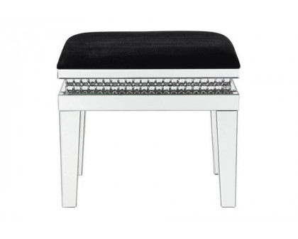 ACME - Lotus Vanity Stool in Mirrored/Faux Crystals