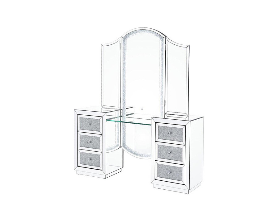 ACME - Noralie Vanity Desk in Mirrored/Faux Diamonds (90815)