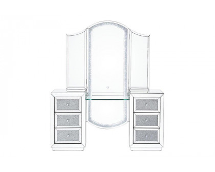 ACME - Noralie Vanity Desk in Mirrored/Faux Diamonds (90815)